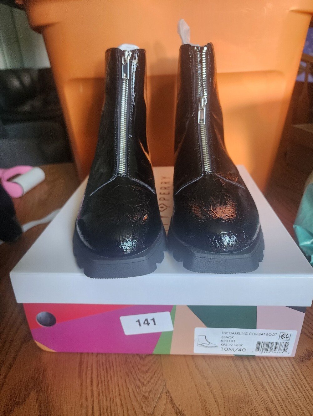 NEW Katy Perry Collections Black Patent Leather Ankle Boots with Front Zipper - Picture 9 of 9